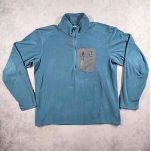 Eddie Bauer 1/4 Zip Fleece Pullover Mens XL Teal Excellent First Ascent Hiking